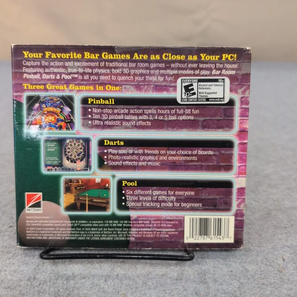 Bar Room Pinball Darts & Pool PC Game Cosmi Windows XP 2000 98se Jewel Case - Picture 2 of 2
